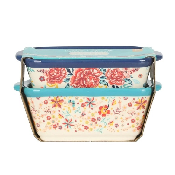 Gifted 🌺 New The Pioneer Woman Keepsake Floral 4.8" Ceramic Mini Loaf Pans - Picture 6 of 9